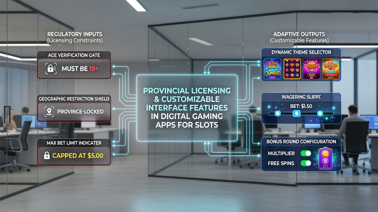 Table game app screen with adjustable interface elements reflecting provincial regulatory standards